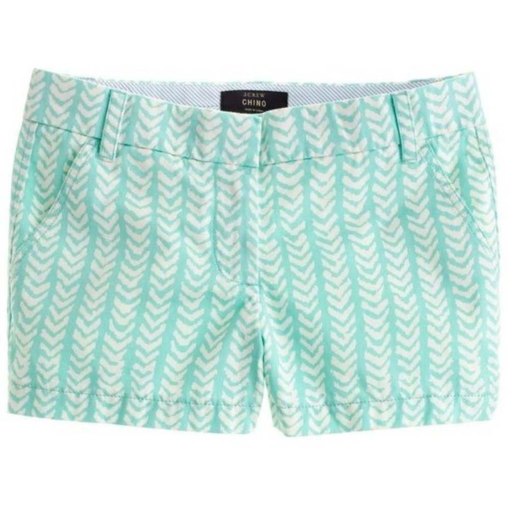 J. Crew Mint Green Patterned Women Shorts